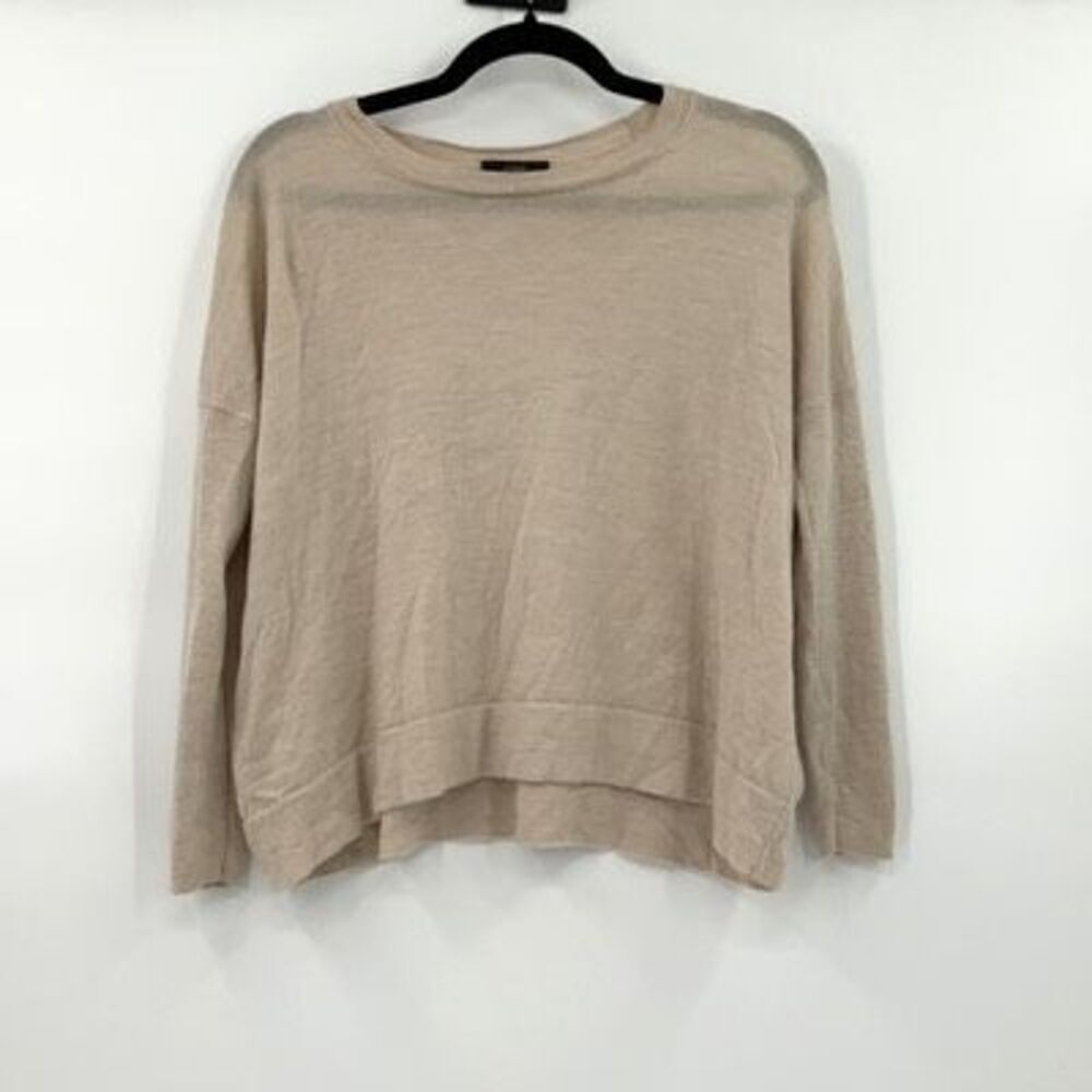 J. Crew Beige Solid Oversized Merino Wool Loose Long Sleeve Pullover Sweater 2XS